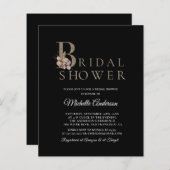 バジェットエレガントブラックモダンブライダルシャワーフライヤー (正面/裏面)