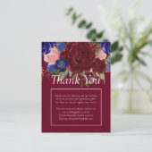 バジェットエレガントブルガンディーブルー結婚フローラ ポストカード (スタンド正面)