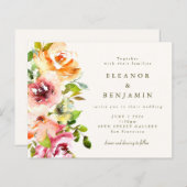 バジェットエレガントブルゴーニュフローラ結婚式招待状 (正面/裏面)