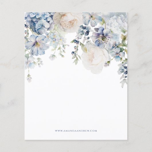 バジェットエレガントブルーアジサイ結婚式招待状 (裏面)