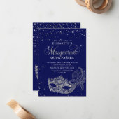 バジェットエレガントブルーシルバーマスカレードキンセアニラ ノートカード (正面/裏面インサイチュ)