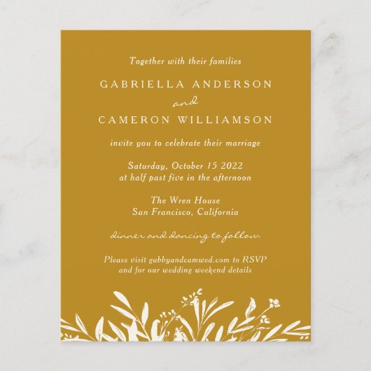 バジェットエレガントボタニカルマスタードボホ結婚ズ (正面)