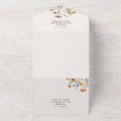 バジェットエレガントボタニカルワイルドフラワー結婚ズ オールインワン招待状 (外側)