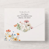 バジェットエレガントボタニカルワイルドフラワー結婚ズ オールインワン招待状 (裏面)