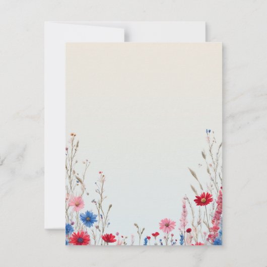 バジェットエレガントボホウォーター色ワイルドフラワー結婚ズ 招待状 (裏面)