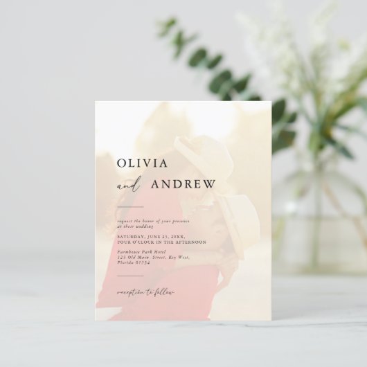 バジェットエレガントミニマル写真結婚式招待状 (スタンド正面)