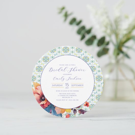 バジェットエレガントメキシコのタイルフローラブルー (スタンド正面)