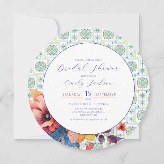 バジェットエレガントメキシコのタイルフローラブルー (正面)