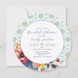 バジェットエレガントメキシコのタイルフローラブルー