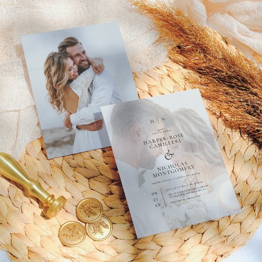 バジェットエレガントモノグラム書道写真結婚の数