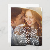 バジェットエレガントモノグラ結婚ムの写真招待状 (正面/裏面)