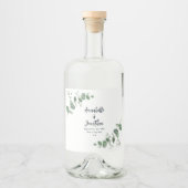 バジェットエレガントユモダンーカリ植物学結婚の リキュールボトルラベル (正面)