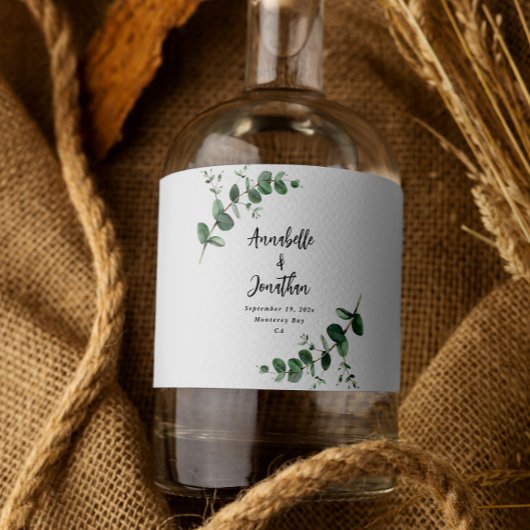 バジェットエレガントユモダンーカリ植物学結婚の リキュールボトルラベル