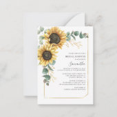 バジェットエレガントユーカリプスサンフラワーブライダルシャワー ノートカード (正面)