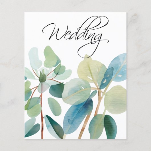 バジェットエレガントユーカリ結婚グリーンリーのカード (裏面)