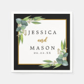 バジェットエレガントユーカリ結婚ーズカクテル スタンダードカクテルナプキン (正面)