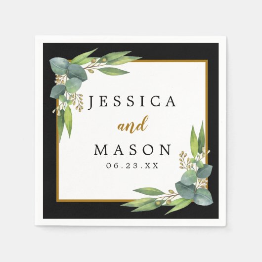 バジェットエレガントユーカリ結婚ーズカクテル スタンダードカクテルナプキン (正面)