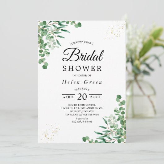 バジェットエレガントユーカリ離れブライダルシャワー 招待状 (スタンド正面)