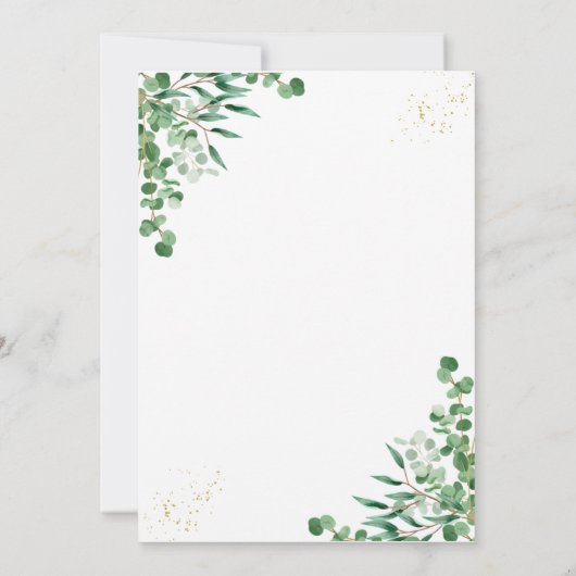 バジェットエレガントユーカリ離れブライダルシャワー 招待状 (裏面)