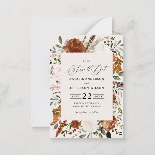 バジェットエレガントラスモダンウェディングは日付を保存 ノートカード (正面)