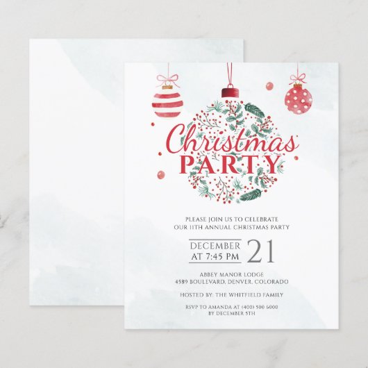 バジェットエレガントレッドグリーンクリスマスホリデーパーティー (正面/裏面)