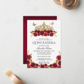 バジェットエレガントレッドフローラ金ゴールドティアラキンセアニェラ ノートカード (正面/裏面インサイチュ)