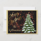 バジェットエレガントレッドブラック金ゴールド《写真》ぼけ味ツリーフラット シーズンカード (正面)