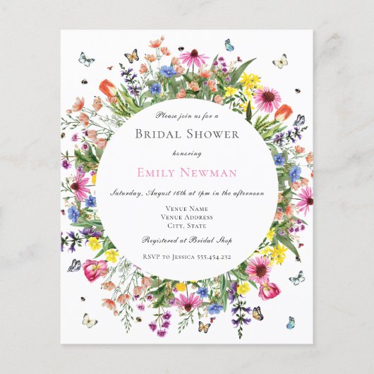 バジェットエレガントワイルドフラワーフローラブライダルシャワー (正面)