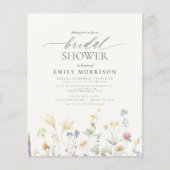 バジェットエレガントワイルドフラワーブライダルシャワー招待 (正面)