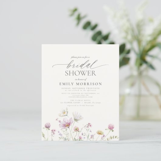 バジェットエレガントワイルドフラワーブライダルシャワー招待 (スタンド正面)