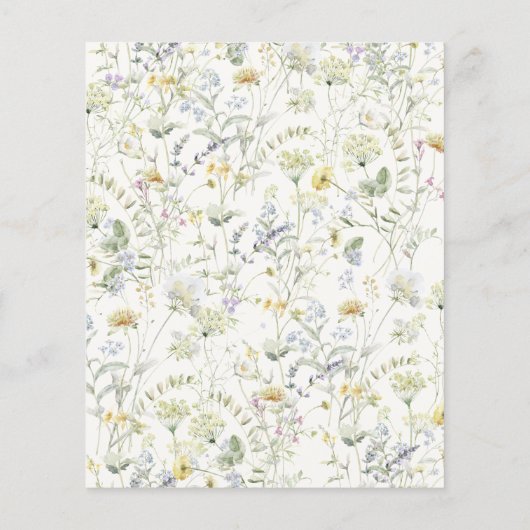 バジェットエレガントワイルドフラワーブライダルシャワー招待 (裏面)