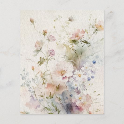 バジェットエレガントワイルドフラワーベビーシャワー招待状 (裏面)