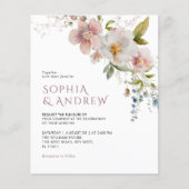 バジェットエレガントワイルドフラワー結婚式招待状 (正面)