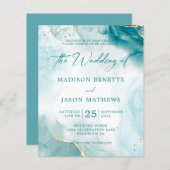 バジェットエレガント海ティール(緑がかった色)ブルー金ゴールド結婚ズ (正面/裏面)