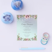 バジェットエレガント牡丹、緑のブライダルシャワー チラシ (シングル)