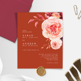 バジェットエレガント秋テラコッタ結婚式招待状