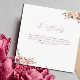 バジェットエレガント赤面ピンクフローラ結婚ズ エンクロージャーカード