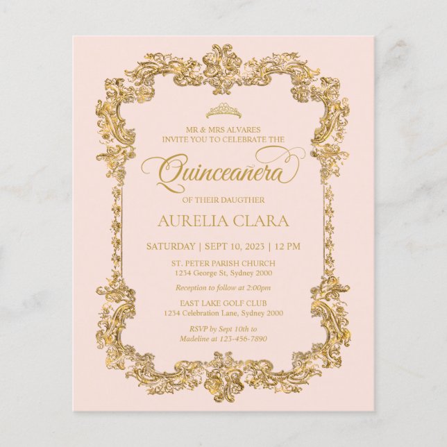 バジェットエレガント赤面ピンク金ゴールドティアラキンセアニェラ (正面)