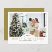 バジェットエレガント金ゴールドクラシックメリークリスマスフォト (正面/裏面)