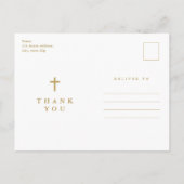 バジェットエレガント金ゴールドクロスフォトバプテスマ ポストカード (裏面)