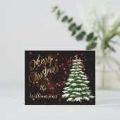 バジェットエレガント金ゴールドブラックツリーメリークリスマス シーズンカード (スタンド正面)