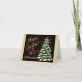 バジェットエレガント金ゴールドブラックツリーメリークリスマス シーズンカード (正面)