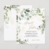 バジェットエレガント金ゴールド&グリーナリーユーカリ結婚ズ (正面/裏面)