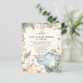 バジェットエレファントバーチャルベビーシャワーツインズ招待状 (スタンド正面)