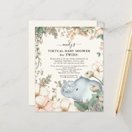 バジェットエレファントバーチャルベビーシャワーツインズ招待状
