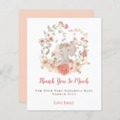 バジェットエレファントフローラピーチベビーシャワーありがとう (正面/裏面)