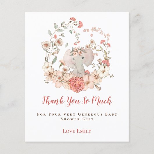 バジェットエレファントフローラピーチベビーシャワーありがとう (正面)