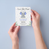 バジェットエレファントブルーボーイベビーシャワー招待状 チラシ (手)