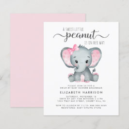 バジェットエレファントベビーガールドライブバイシャワー招待状