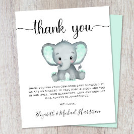 バジェットエレファントベビーシャワーサンキューカード